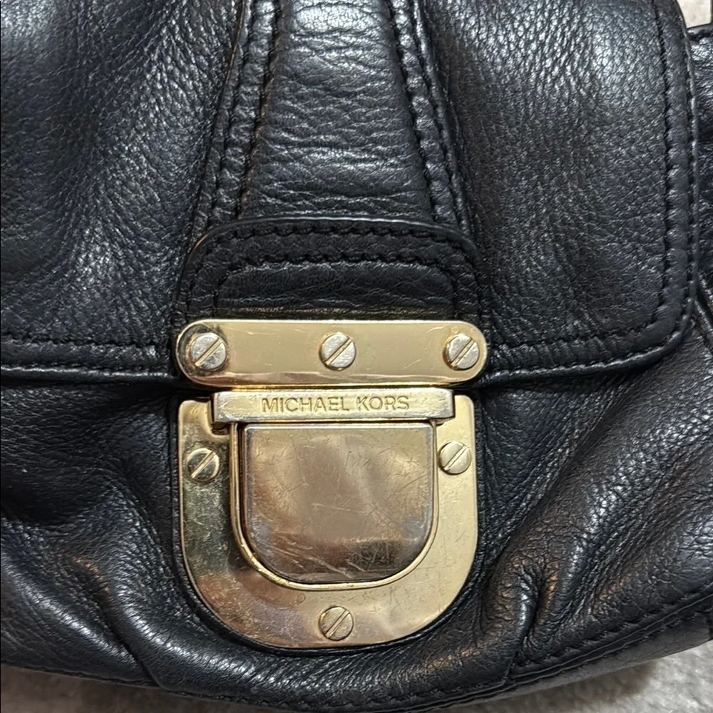 Michael Kors Black and Gold Crossbody Bag with Adjustable Strap